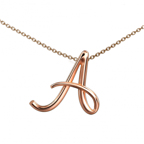 Alphabets of Love - "A" with Italy Gold Chain in 18K Rose Gold